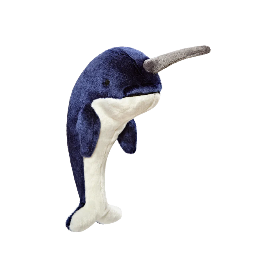 Fluff & Tuff Bleu Narwhal Whale Plush Toy for Dogs