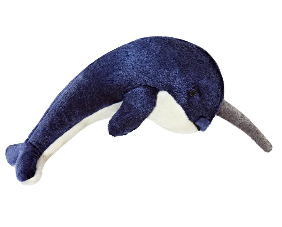 Fluff & Tuff Bleu Narwhal Whale Plush Toy for Dogs